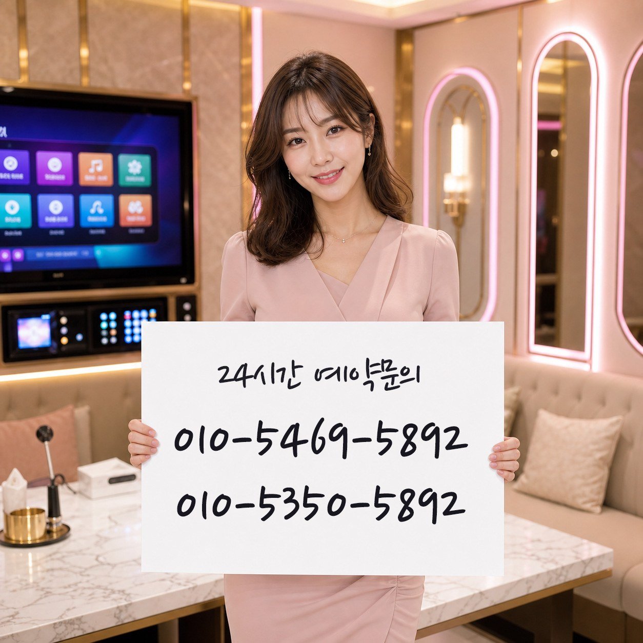 인천노래방 프리미엄 VIP 룸과 핑크 조명 라운지 상담 안내